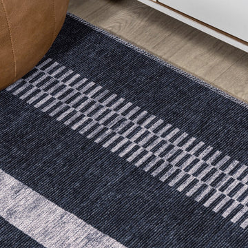 Vichy Geometric Striped Machine-washable Area Rug